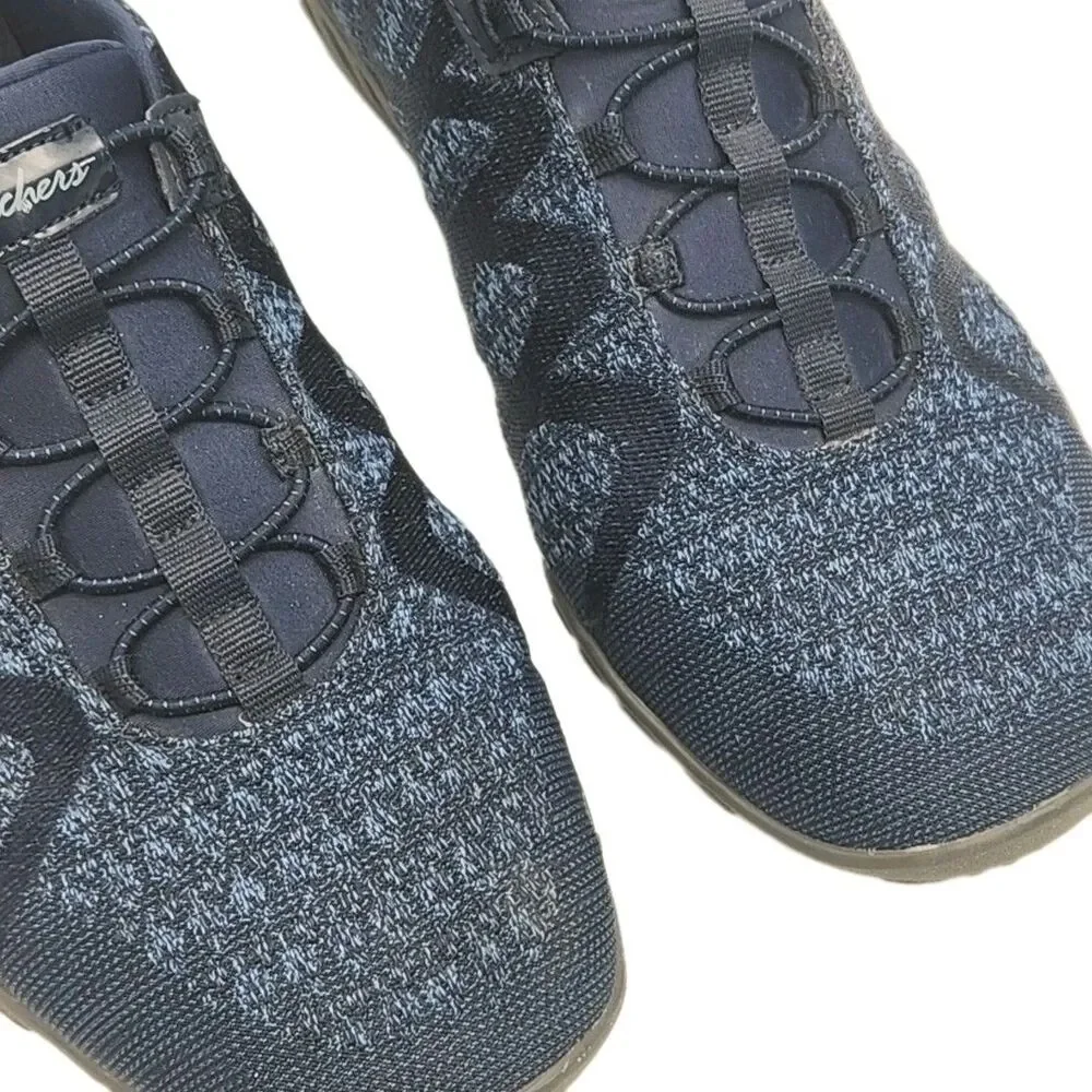 Skechers Sneaker Shoe Loafer Blue Wide Fit Women Sz 9.5 Foam Slip-on 100301W